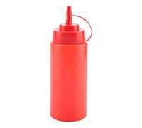 OEBUAFI Distributeur de Condiments en Plastique de 460 Ml, Bouteille de Vinaigre de Crème D'huile de Sauce Douce et Durable avec Buse étroite pour un Contrôle et un Nettoyage Faciles, (rouge)