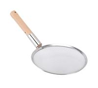 OEBUAFI Écumoire en Acier Inoxydable avec Fine, Manche en Bois (26CM) | Acier Inoxydable, Résistant à la Chaleur, Manche de 10 Pouces, Filtre les Impuretés, Retire L’huile, Outil de Cuisson