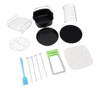 OEBUAFI Ensemble D'accessoires pour Friteuse avec Moule à Gâteau Antiadhésif et Poêle à Pizza pour Une Cuisine Plus Saine en Cuisine, Acier Inoxydable, 9 Pièces