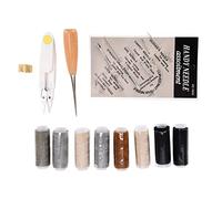 OEBUAFI Ensemble de Fils à Coudre en Polyester et Denim, pour Décorations de Tapis, Réparation du Cuir et de la Fourrure, Kit de Couture Domestique avec Poinçon, Ciseaux, Aiguilles, Boucleur