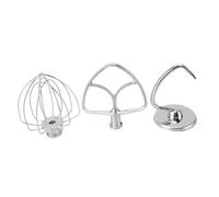 OEBUAFI Ensemble de Fixation pour Batteur sur Socle en Acier Inoxydable, Accessoires de Mixage Polyvalents pour la Cuisine, 3 Crochets Pétrisseurs, Fouet Plat pour la Cuisson, 1,9 Lb