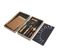 OEBUAFI Ensemble de Stylos à Plume, Kit de Trempage pour Calligraphie, écriture, Dessin, avec Porte-stylo sculpté en Métal et Plumes Fantaisie Remplaçables pour Collection D'artisanat (SP248011R