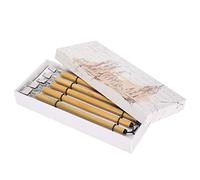 OEBUAFI Ensemble de Stylos à Tremper en Bambou, 5 Pièces Stylo de Calligraphie à Pointe en Acier de Bambou Naturel pour L'écriture Anglaise Dessin Dessin animé Art Coffret (Jeu de pointes parallèles)