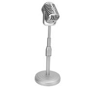OEBUAFI Ensemble de Supports de Microphone Vintage à Haute Simulation, avec Tige de Support, Accessoire de Micro en Plastique Durable pour Accessoires de Photographie (Silver)