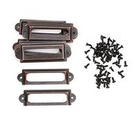 OEBUAFI Étiquette de Tiroir de 20 PCS, Signe Tag Retro Style Antique pour les Boîtes en Bois Boîtes de Bijoux Albums Photo avec des Vis à Utiliser Faciles à Utiliser (bronze rouge)