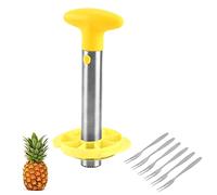 OEBUAFI Évideur et Trancheuse D'ananas en Acier Inoxydable, Outil de Retrait Facile du Noyau avec Poignée Confortable pour des Tranches D'ananas Parfaites (YELLOW)