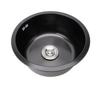 OEBUAFI Évier de Bar Rond Sous Plan 15,7 Po, Finition Noir Nano | Intégration transparente sur le comptoir, bol de 18 cm de profondeur pour laver les grandes casseroles, texture brossée