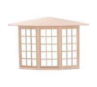 OEBUAFI Exquise 1/12 Maison de Poupée Baie Vitrée Miniature en Bois Conception d'angle à 45 Degrés pour Bricolage Maisons de Poupée en Bois de Bouleau