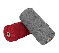 OEBUAFI Fil de Coton pour Tricot, 2 Paquets de 100 Mètres Chacun, Corde | 100 % Coton Doux, Structure Non Torsadée, Idéal pour Artisanat de Dentelle, et Attrape Rêves