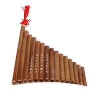 OEBUAFI Flûte de Pan en Bambou Faite à la Main, 15 Tuyaux, Ton G, Instrument de Musique Traditionnel Chinois pour Enfants et Adultes, Bambou et Bois