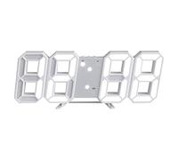 OEBUAFI Horloge Murale de Bureau LED 3D, Fonction de Commande Vocale, Alarme à intensité Variable, pour Salon, Chambre à Coucher, Blanc, 21,5x4,5x9,8 Cm