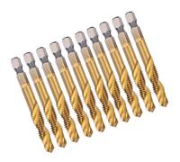 OEBUAFI Jeu de 10 Tarauds et Forets HSS Durables, Idéal pour le Taraudage et L'ébavurage, Revêtement en Titane pour une longévité Améliorée, Diamètre 6,8 Mm