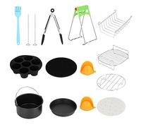 OEBUAFI Kit D’accessoires pour Friteuse à Air, Ensemble 12 Pièces 7in en | Panier à Gâteau Antiadhésif, Plaque à Pizza, Grille de Cuisson, Tapis en Silicone, Compatible Lave Vaisselle, Convient aux