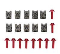 OEBUAFI Kit de Boulons de Corps de Carénage de Moto 16MM Vis Spire Clips de Fixation de Vitesse écrou de Montage 10 Pièces Boulons M5 avec Clips de Vitesse Ajustement Universel pour (rouge)