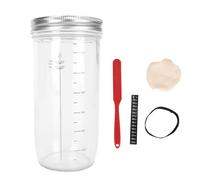 OEBUAFI Kit de Démarrage au Levain, Verre de 24 Oz avec Spatule, Marqueur de Ligne d'alimentation Unique, Idéal pour les Amateurs de Pâtisserie à Domicile