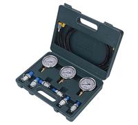 OEBUAFI Kit de Manomètre Hydraulique Robuste et Portable, Jauge 3, Couplage 6, 3 Tuyaux pour Pelles et Pompes