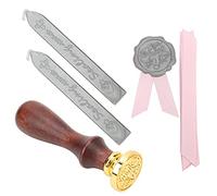 OEBUAFI Kit de Tampons de Cire Professionnels avec Belle Boîte de Laque, Idéal pour Sceller des Lettres et des Invitations, 4,1 X 5,8 X 1, Pouces, Comprend de la Cire et des Rubans (merci)