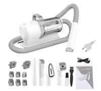 OEBUAFI Kit de Toilettage 5 en 1 pour Chien, Peigne pour Enlever les Poils D'animaux, Brosse de Démêlage, Aspirateur avec Tasse à Poussière de 2,5 L, Peignes Réglables pour Chiens et (Prise UE 220V)