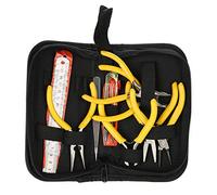 OEBUAFI Kit D'outils de Pinces à Bijoux 9 Pièces avec Poignées en Caoutchouc et Boîte de Rangement pour L'artisanat de Bricolage, le Travail du Fil, les Perles, Règle en Acier, Pince à épiler,