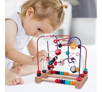 OEBUAFI Labyrinthe de Perles en Bois de Jouet de Cercle éducatif, Cognition des Couleurs, Entraînement de motricité Fine des Doigts pour Les Enfants (Motif Animalier)