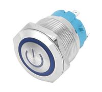 OEBUAFI Lot de 2 Interrupteurs à Bouton-poussoir à 4 Broches, Interrupteur momentané élégant pour L'électronique de Bricolage, Acier Inoxydable avec Protection IP65, Taille 22 Mm (BLUE)