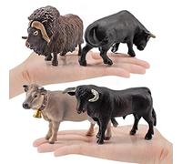 OEBUAFI Lot de 4 Figurines d'animaux de Vache en PVC, Modèle Réaliste de Jouet de Bétail de Ferme Peint à la Main, avec des Détails Réalistes pour Jouets éducatifs pour (4 modèles bovins d'environ