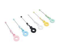 OEBUAFI Lot de 6 Barres de Breloques en Forme de Tasse de Perles, Barre Vierge en Paille Perlée pour la Décoration de Gobelets, avec Barre en Métal pour Ajouter des Perles, Convient pour