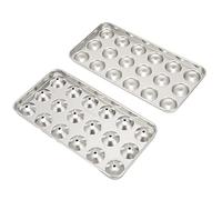 OEBUAFI Machine à Boules de Glace Moule à Boules de Glace Plateau à de en Acier Inoxydable 304 Moule à à 18 Cubes pour Whisky, Vin, Cocktail avec Bord Rond, Non