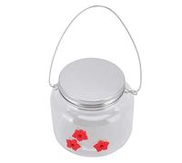 OEBUAFI Mangeoire pour Oiseaux Suspendue 475ml, Design Fleurs Rouges, 3 Points D’Alimentation, Large Ouverture pour Remplissage et Nettoyage Faciles, en Plastique et Aluminium Robuste