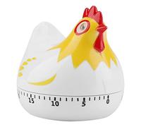 OEBUAFI Minuterie de Cuisine à Motif de Poulet, en PP, pour la Cuisson, la Cuisson, Le Lavage, Son D'alarme Mignon avec Un Joli Design, Mesure 6,5 X 6,5 Cm, Noir et Blanc (White)