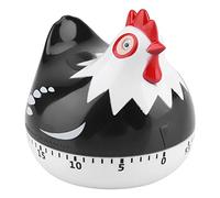 OEBUAFI Minuterie de Cuisine à Motif de Poulet, en PP, pour la Cuisson, la Cuisson, Le Lavage, Son D'alarme Mignon avec Un Joli Design, Mesure 6,5 X 6,5 Cm, Noir et Blanc (Black)