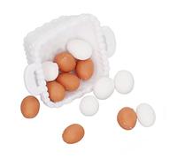 OEBUAFI Modèle D'œufs de Maison de Poupée en Plastique, Ensemble D'œufs Alimentaires Colorés avec Panier pour Enfants, 15 Pièces, Cadeau Parfait