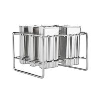 OEBUAFI Moule à Glace en Acier Inoxydable, 6 Pops, Kit de Machine à Glace Faite Maison avec 50 Bâtonnets, 20 Sacs, Brosse et Joint, Bord Lisse et Soudure sans Couture pour une (Tête plate double