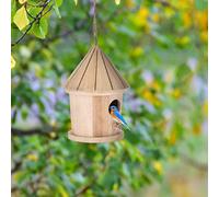 OEBUAFI Nichoir en Bois Suspendu, Nid Naturel pour Oiseaux, Lieu de Repos avec Corde Solide pour Décoration de Jardin Extérieur (Couleur Assortie)