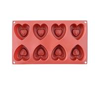 OEBUAFI Outil de Moule en Silicone, Moule de Cuisson en Forme de Coeur D'amour pour Muffins et Desserts 8 Trous Conception Flexible 29,2 X 17,2 Cm pour la Cuisson à la Maison