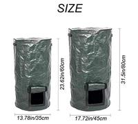 OEBUAFI Paquet de 2 Sacs de Compost Durables Organiques Sacs D'élimination des Déchets Réutilisables de Jardin pour la Cour de Cuisine 15 Gallons 34 Gallons Matériau PE Vert foncé (Vert foncé)