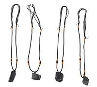 OEBUAFI Pendentif en Tourmaline, Lot de 4 Colliers en Pierre de Tourmaline Noire avec Cordon Ajustable, Pendentif en Cristal de 2,5 Cm pour la Protection contre les Radiations