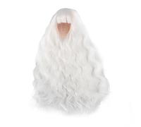 OEBUAFI Perruque de Poupée Longue Bou Cheveux de Remplacement Lisses et Soyeux avec Frange Droite pour Poupées de Tour de Tête de 18,5 à 21 Cm Ajoutant un Style de Volume Tendance (WHITE)
