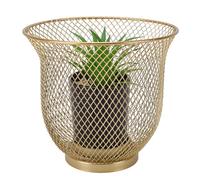 OEBUAFI Petite Plante de Bureau Artificielle avec Pot en Fer plaqué Or
