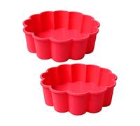 OEBUAFI Plat à Quiche Rond en Silicone, Plat de Cuisson Antiadhésif pour Mini Cheesecakes et Quiches 20 Cm pour les Pique niques (rouge)