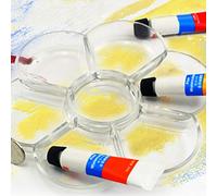 OEBUAFI Plateau d'Art en Forme de Prune pour Aquarelle et Peinture à la Gouache, Plastique de Haute qualité, Conception Portable, 7 Trous pour un Mélange Facile des Couleurs, pour Artistes et