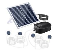 OEBUAFI Pompe à Oxygène Solaire 10 V 15 W, Portable avec Batterie Intégrée 3,7 V 4400 MAh, 3 Modes de Fonctionnement, Panneau Solaire à Angle Réglable, avec 2 Pierres à Air