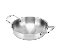 OEBUAFI Pot à Ramen Coréen en Acier Inoxydable, Pot à Nouilles à Chauffage Binaural Uniforme, Ustensiles de Cuisine Réutilisables, avec Fond Plat pour la Cuisson des Nouilles au Porridge (22 cm)