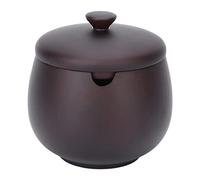 OEBUAFI Pot D'assaisonnement Classique à Couvercle Rabattable pour la Cuisine, Pot en Bois Japonais, Beau et Pratique, Diamètre du Ventre de 7,5 Cm, Idéal pour les Chefs à Domicile (BLACK)