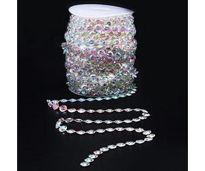 OEBUAFI Rouleau de Chaîne de Perles Transparentes en Acrylique, 30 M, Fabrication Exquise, pour Divers Projets de Bricolage, Disposition du Lieu D'origine