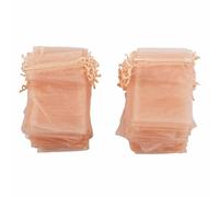 OEBUAFI Sacs en Organza 100 Pièces, Pochettes Transparentes à Cordon de Serrage, Sacs Cadeaux en Maille avec Couleurs Assorties pour Bijoux et Faveurs de Mariage (or rose)