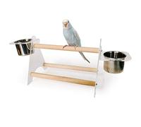 OEBUAFI Support de Perche Trépied en Bois pour Perroquet, avec Tasse D'alimentation et Bol en Acrylique, Accessoires pour Cage à Oiseaux pour L'entraînement à L'alimentation en Escalade (Comme montré)