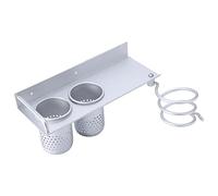 OEBUAFI Support Mural pour Sèche-cheveux, Organisateur de Rangement de | Support en Aluminium Durable, étagère Murale pour Ciseaux et Peigne, Finition Argentée, Accessoires de Salle de Bain,