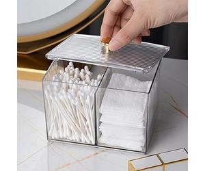 OEBUAFI Support pour Tampons de Coton, Conteneur pour Tampons en Grille avec Zone de Séparation Spacieuse, Petit et Portable pour le Stockage du Maquillage, Poids de 8.7 Oz