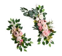 OEBUAFI Swag Floral d'arc de Mariage Artificiel avec des Fleurs en Soie Romantiques pour Les Centres de Table de Décoration Intérieure 2 Unités (Pink)